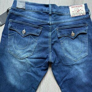 True Religion Jeans Womens 33 Medium Flake Ricky Flap straight Jean NWT